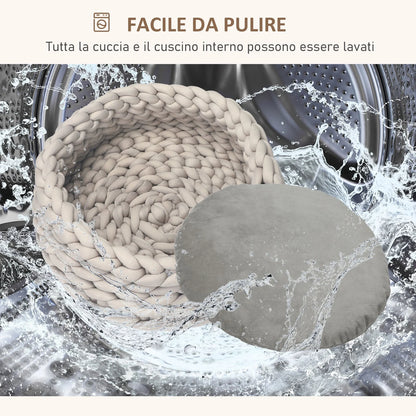 COZZY Round Grey Raised Pet Bed with Washable Cushion