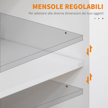 Kitchen Trolley with Drawer, Spice Rack, Cabinet and 4 Wheels, 109x40x89cm, White