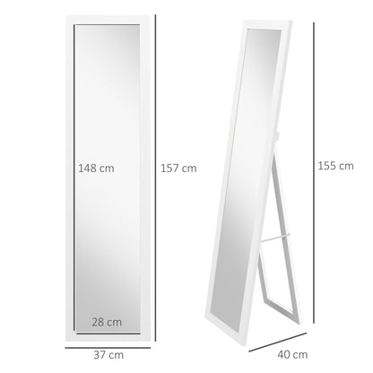 Mirror with MDF Frame with Feet and Hooks for Wall or Wall Mounted Use, 37x40x155 cm
