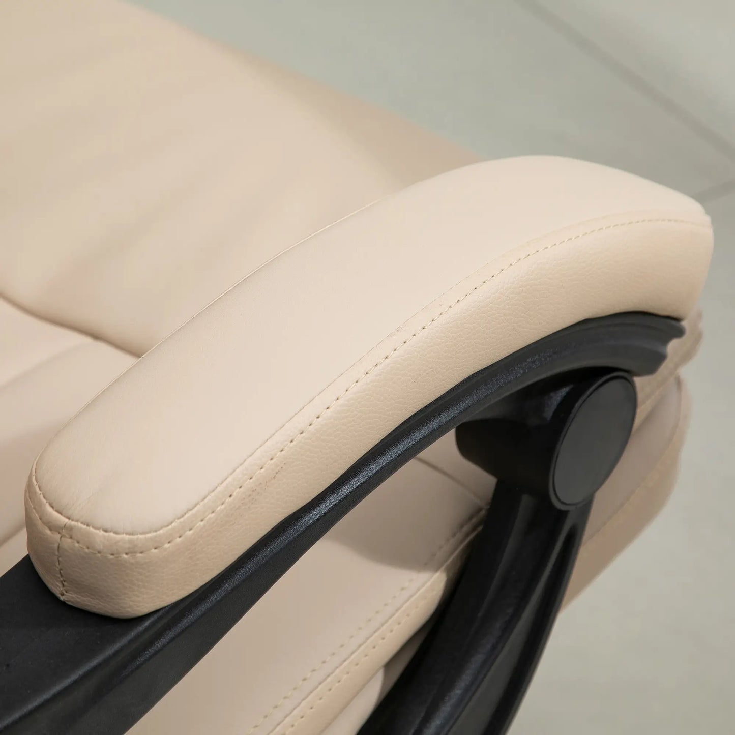 Office Massage Chair, Height Adjustable and Reclining PU Leather, 67x69x106.5-114.5cm Beige