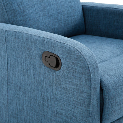 Manual Reclining Relax Chair with Footrest Load Capacity 125kg Linen Fabric 67 × 83 × 107cm Blue