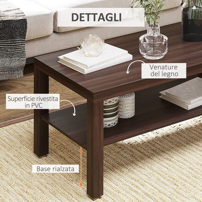 Classic Rectangular Coffee Table with Wooden Storage Shelf 90×45×44.5cm