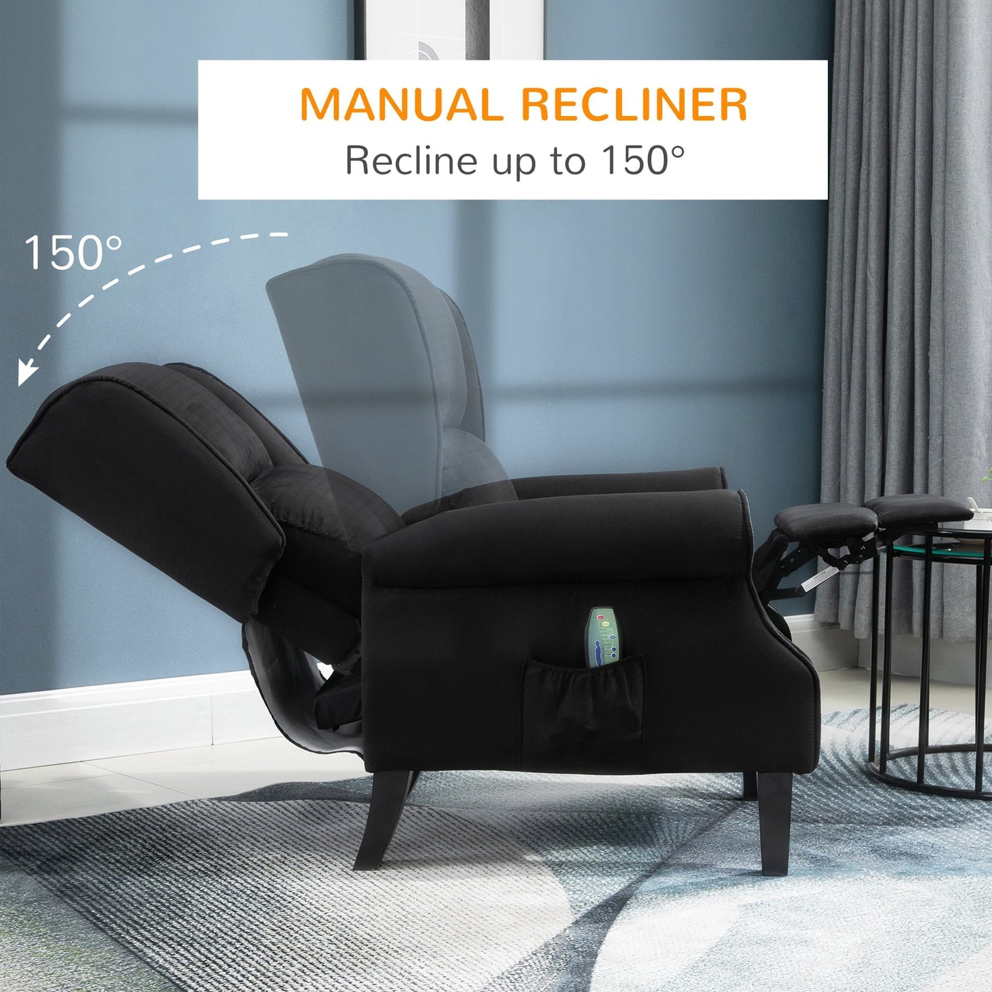 Reclining Massage Relax Chair with Remote Control, 78x83x101cm, Black