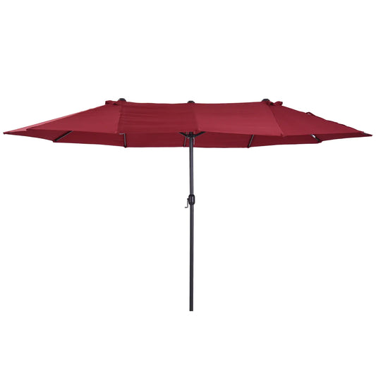 Double Garden Umbrella with Crank Opening, in Steel and Polyester, 460x270x240 cm, Red