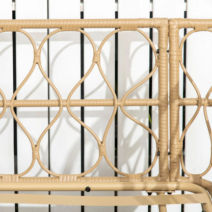 Boho Style Rattan Garden Lounge Set with 2 Seater Sofa, 2 Armchairs and Glass Coffee Table