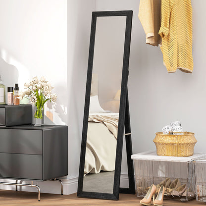 Wall and Freestanding Mirror with MDF Frame for Entrance, Living Room and Bedroom, Black