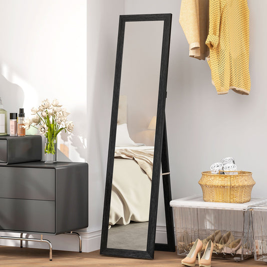 Wall and Freestanding Mirror with MDF Frame for Entrance, Living Room and Bedroom, Black