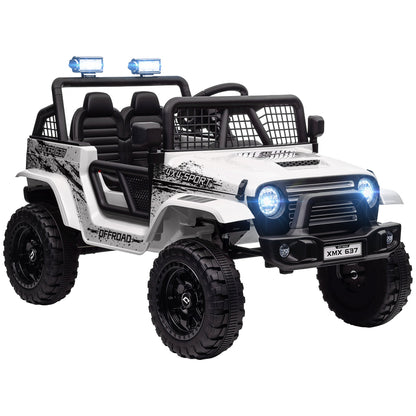 12V Electric Off-Road Ride-On Toy Car for Kids with Dual Motors, Ages 3-6 Years, Remote Control and Lights, White