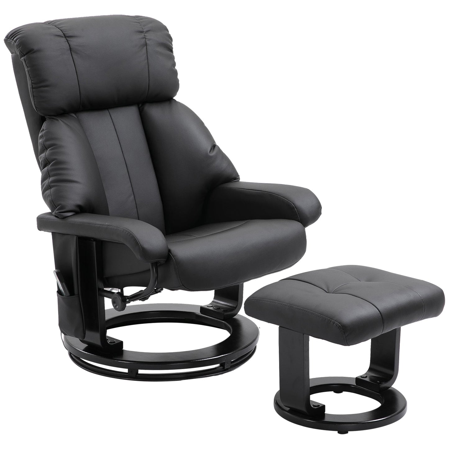 Reclining Massage Relax Chair with Pouf Footrest and Remote Control, 76x80x102 cm Black