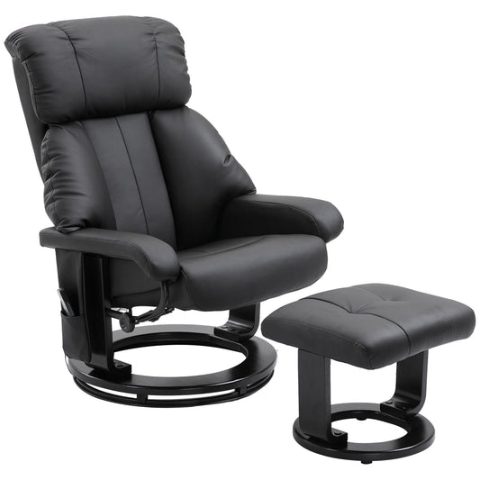 Reclining Massage Relax Chair with Pouf Footrest and Remote Control, 76x80x102 cm Black