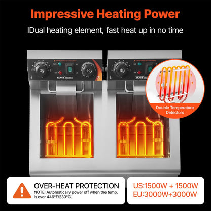 22L dual tank deep fryer drain valve
