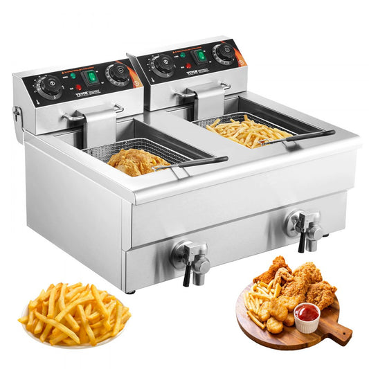 22L dual tank deep fryer with oil filtration main image