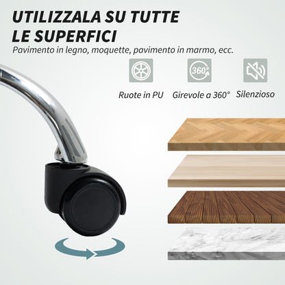 6-Point Massage Office Chair with Reclining Function, PU Leather and Steel, 66x72x113-121 cm, Carbon Grey