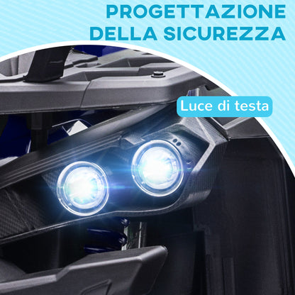 Electric Quad for Children 3-5 Years at 12V with Headlights and Pedal, in PP and Metal 100x65x73 cm, Blue