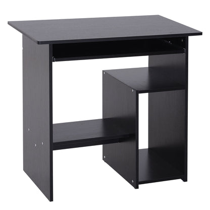 Modern Wooden PC Desk with CPU Shelf and Pull-out Keyboard Space, 80x45x75 cm, Black