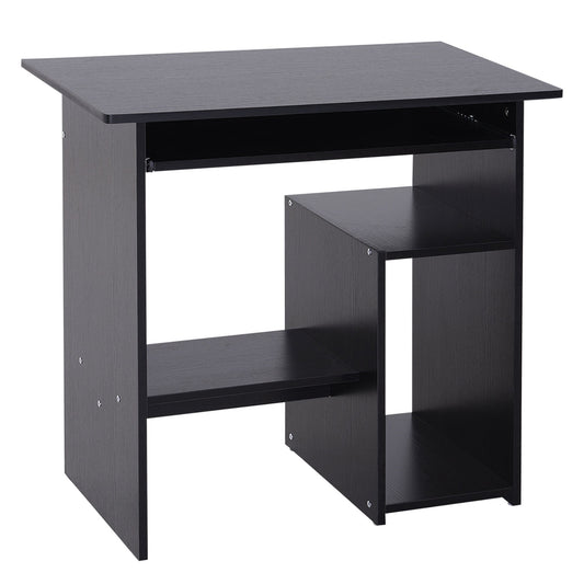 Modern Wooden PC Desk with CPU Shelf and Pull-out Keyboard Space, 80x45x75 cm, Black