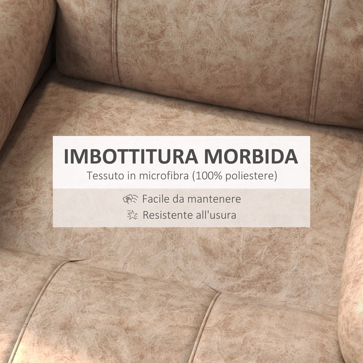 Manual Reclining Fabric Relax Chair with Removable Footrest and Side Pocket, Beige