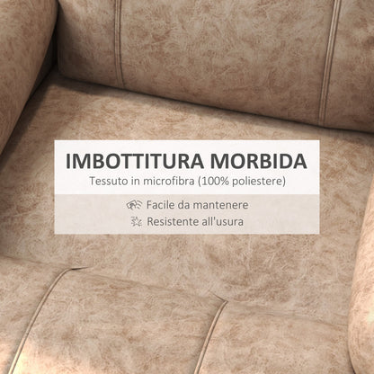 Manual Reclining Fabric Relax Chair with Removable Footrest and Side Pocket, Beige