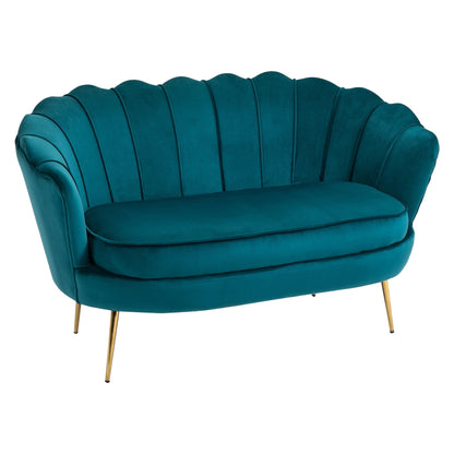 Vintage sofa 2 seats in industrial chic style in green velvet