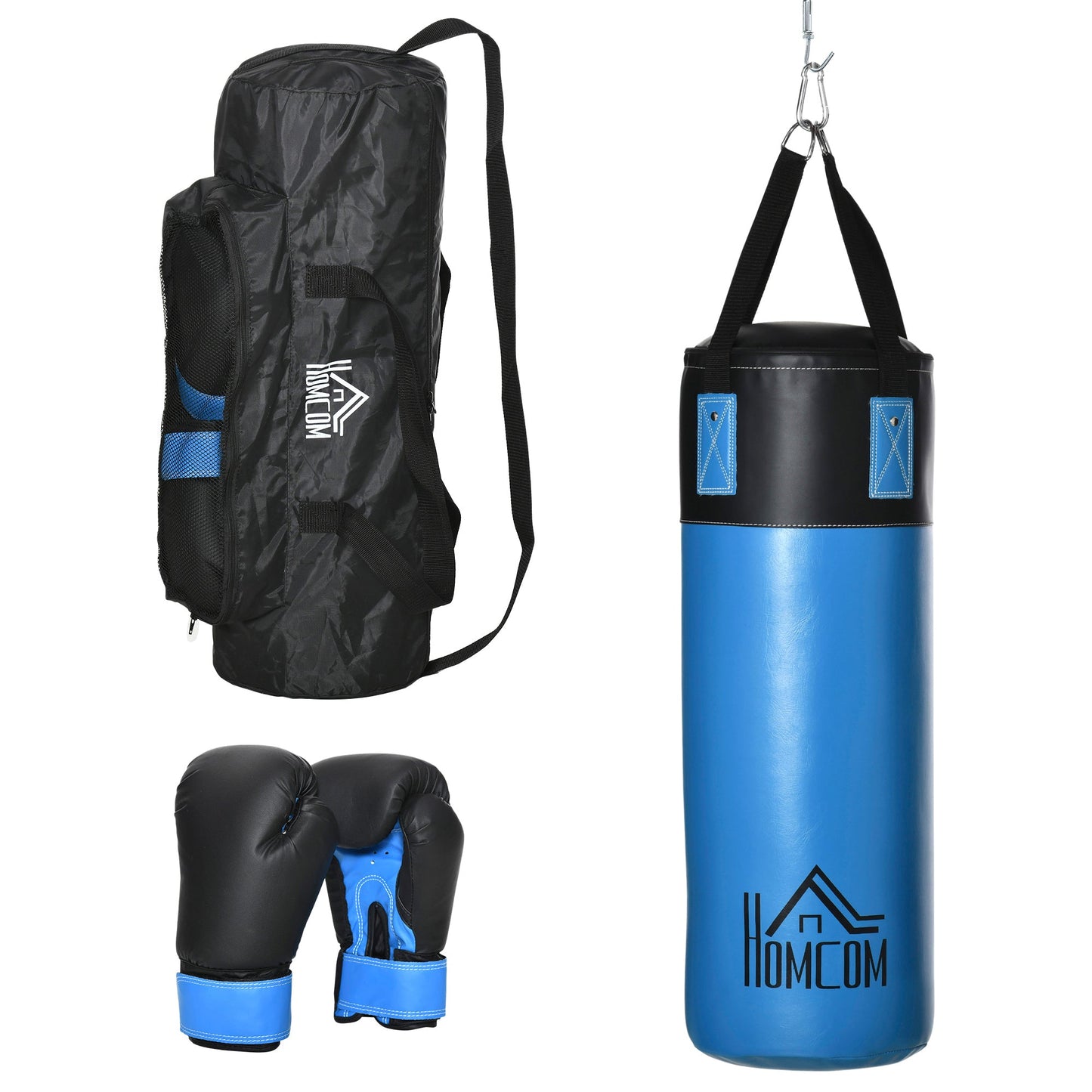 Hanging Punching Bag Set with Gloves, 3-Layer Punching Bag with Carry Bag, Blue