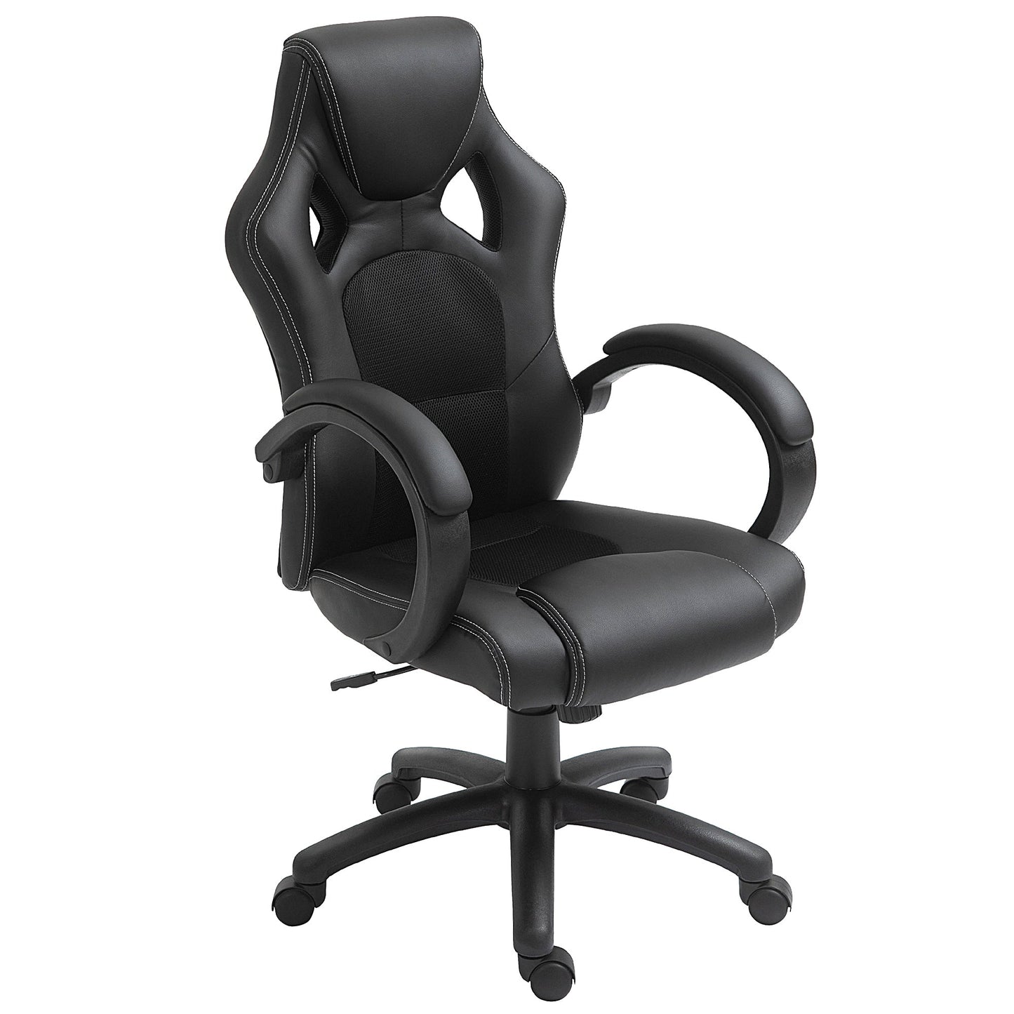 Height Adjustable Gaming Chair, Office Chair with Rocking Function, Swivel and Reclining, 71x61x108-118 cm, Black