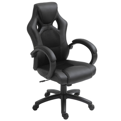 Height Adjustable Gaming Chair, Office Chair with Rocking Function, Swivel and Reclining, 71x61x108-118 cm, Black
