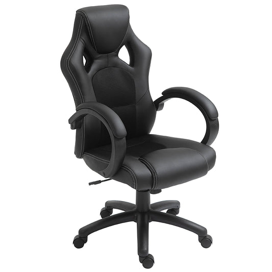 Height Adjustable Gaming Chair, Office Chair with Rocking Function, Swivel and Reclining, 71x61x108-118 cm, Black