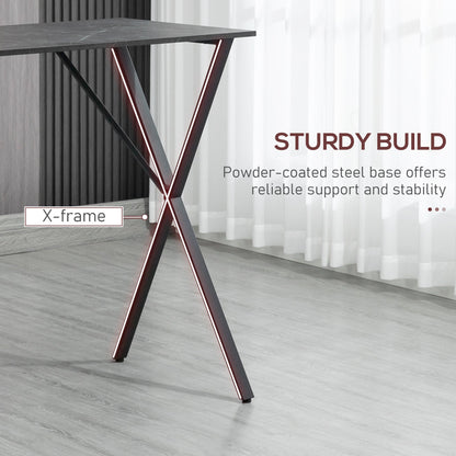 Industrial Style Bar Counter High Table Marble Effect, Wood and Steel 120x60x102 cm, Black
