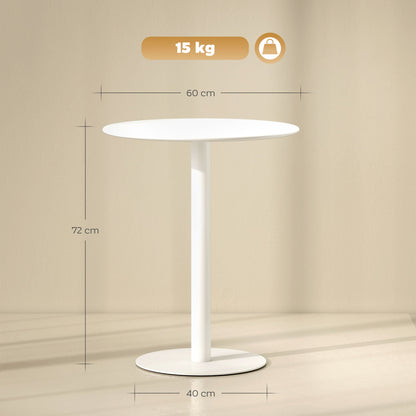 Round Kitchen Table for 2 People with a Modern Design in Steel, Ø60x72 cm, White