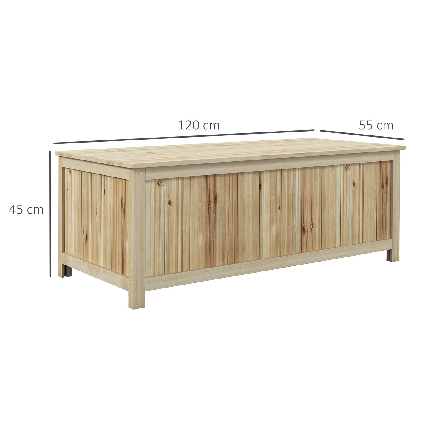 72L Fir Wood Garden Storage Bench, 120x55x45cm, Wood Color