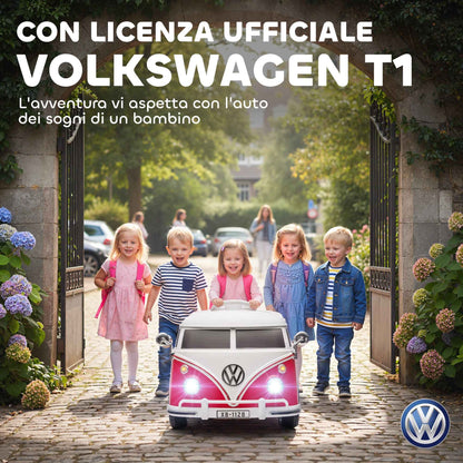 Volkswagen T1 Licensed Children's Electric Ride-On Car with MP3 Player, Metal and PP, 89x49x41.5 cm, Red