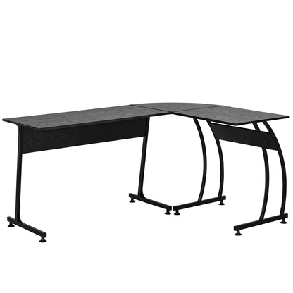 Desk Wooden and Metal Corner, Black, 112.5 x 152 x 74cm