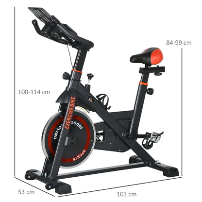 Home Exercise Bike with 8kg Flywheel and LCD Screen, Steel and ABS, 103x53x100-114 cm, Red and Black