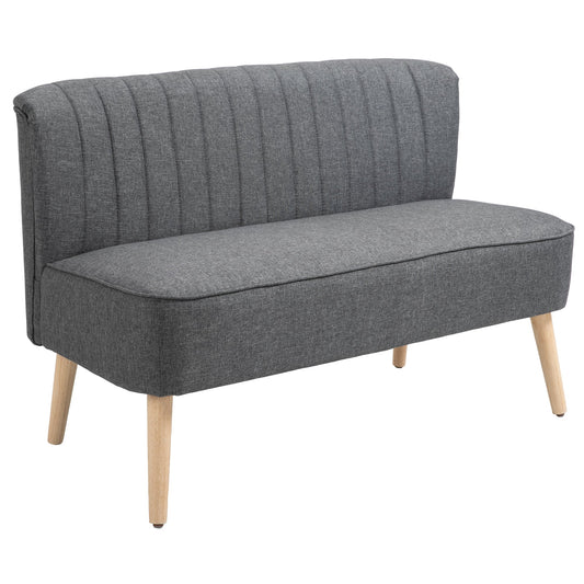 2 Seater Modern Fabric Sofa Without Armrests, Living Room Sofa with Wooden Legs, 117x56. 5x77 cm, Dark Grey