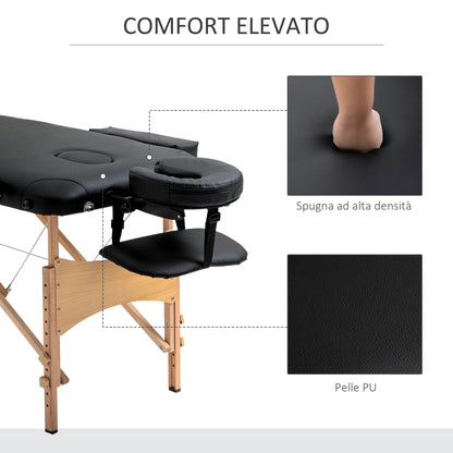 Professional Foldable Massage Table with Adjustable Height and Carrying Bag, Black