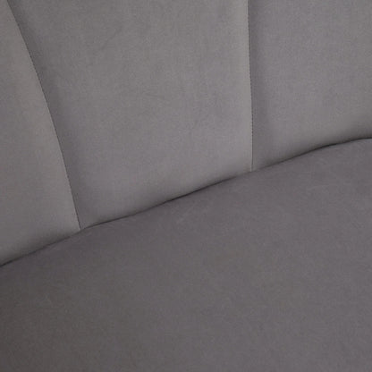 MADISON | 2 Seater Velvet Sofa with Metal Legs and Shell Backrest, 132x66x80cm, Grey