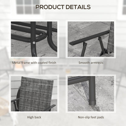 Garden Lounge Set with Glass Coffee Table, 2 Folding Armchairs and Sofa, Grey