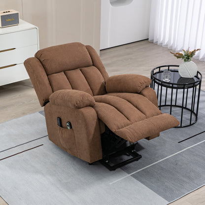Lift Relax Chair with Remote Control, Massaging and Reclining in Fabric, Brown