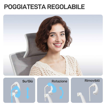Ergonomic and Breathable Office Chair with 4D Dynamic Lumbar Support, 64.5x62.5x112-122 cm, Multicolor