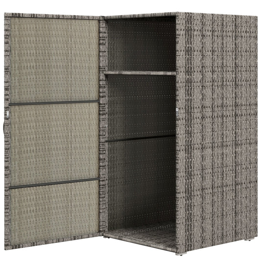 PE Rattan Garden Cabinet with 2 Compartments, 60x63x120cm, Grey