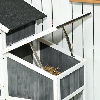Wooden Chicken Coop with Open Area, House and Nest, 161.5x62. 5x115cm, Grey