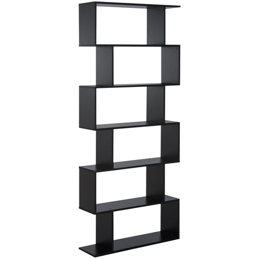 Modern Design Wooden Bookcase with 6 Shelves 80 × 23 × 192cm Black