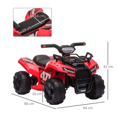 Quad electric for children with 6V rechargeable battery, accelerator button, age 18-36 months, 70x42x45cm, red