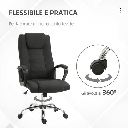 Ergonomic Office Chair, Rocking and Padded with Adjustable Height, 62x76x110-119 cm, Black