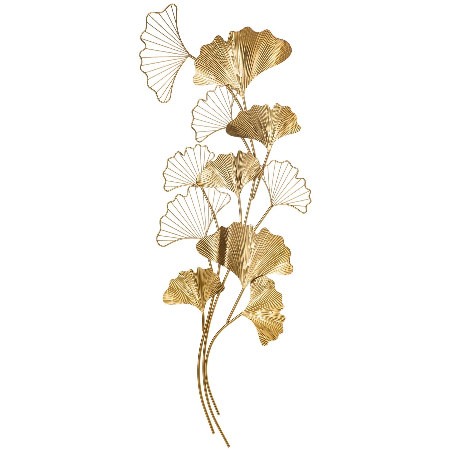 3D Metal Wall Decoration, Golden Ginkgo Leaf Wall Art 138x70cm