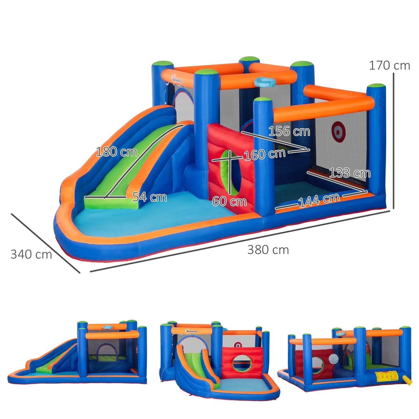 Inflatable Kids’ Castle with Slide, Trampoline & Pool