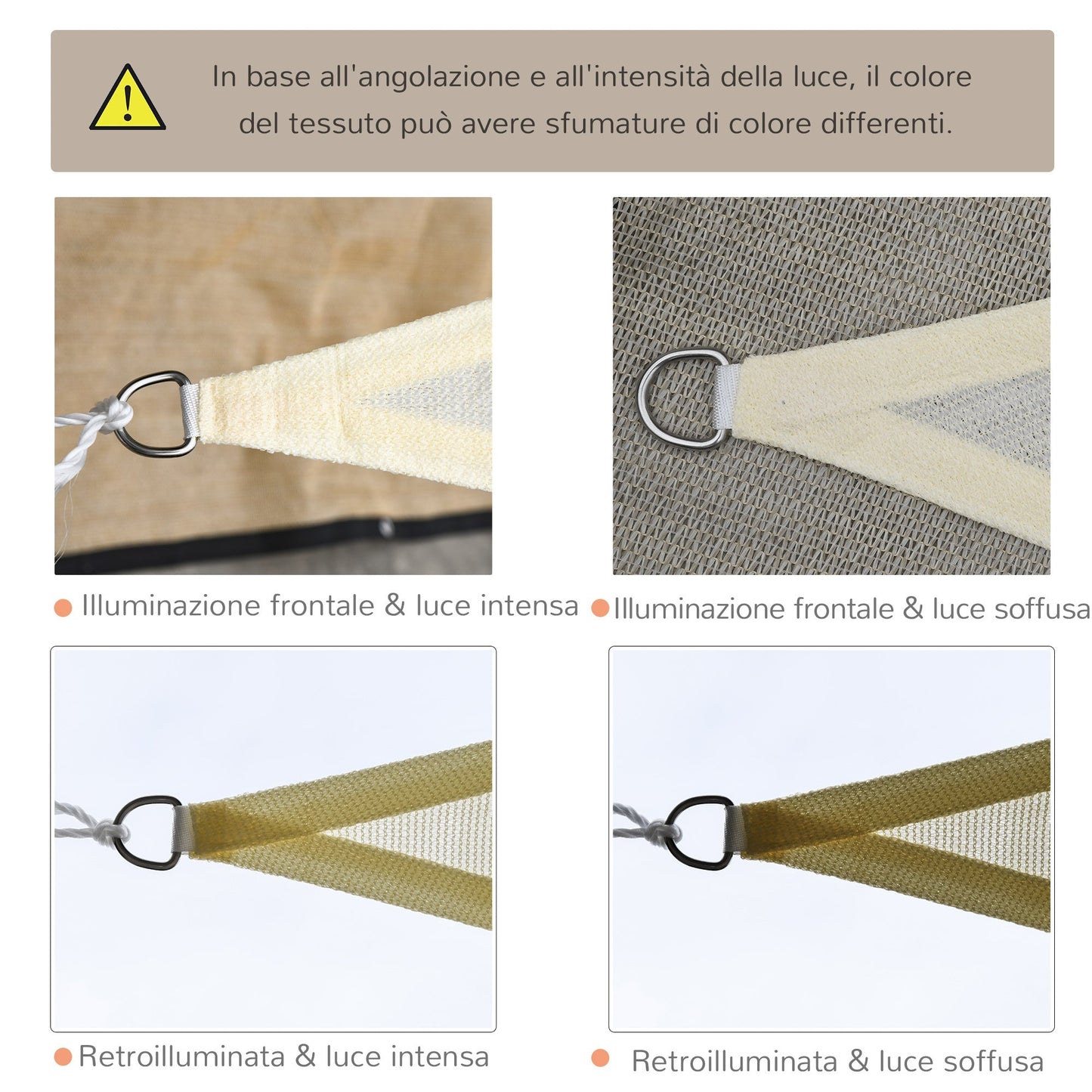 Triangle Sail Shade Lightweight Water Resistant Fabric Blocks 90% UV Rays HDPE (High Density Polyethylene) Cream 5x5x5m