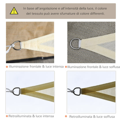 Triangle Sail Shade Lightweight Water Resistant Fabric Blocks 90% UV Rays HDPE (High Density Polyethylene) Cream 5x5x5m