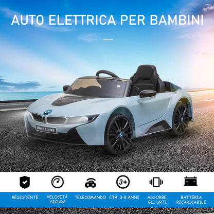 Electric Ride-On Car for Children 3-8 Years Licensed BMW I8 Coupe with Remote Control and 2 Doors, 115x72. 5x46 cm, Blue