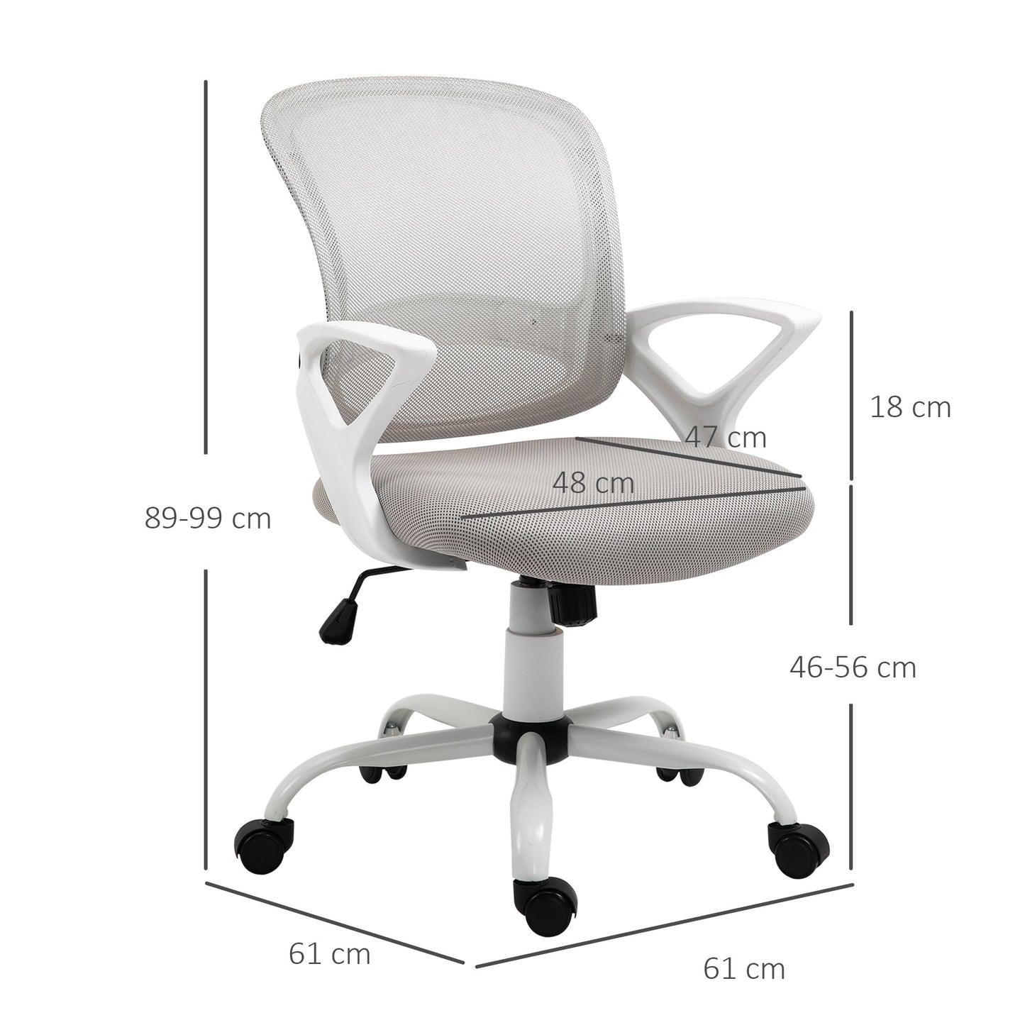 Grey Mesh Fabric Rocking Office Chair, Ergonomic Swivel Desk Chair with Adjustable Height